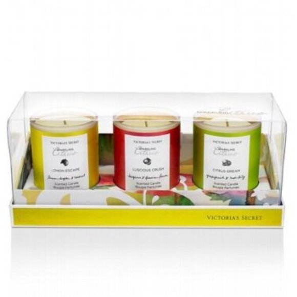 Victoria's Secret Limited Edition SPARKLING CITRUS 3 Scented Candles GIFT SET - Picture 2 of 2